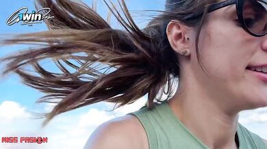 Spectacular woman giving a BLOWJOB among the rocks, and he CUMS on her FACE - Miss Pasion