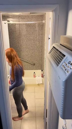 Redhead Undressing and Showering