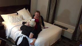 Mistress Cassidy Makes Crossdresser Suck Strap On