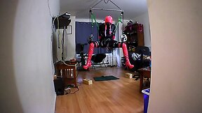 sissy's self bondage suspension