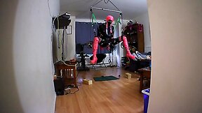 sissy's self bondage suspension