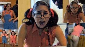 Babysitter eRica is caught stealing the family silver, gets chained up & has her ass spanked & paddled