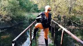 Beautiful mature mom pees standing up in public