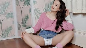 Extreme upskirt Pampers diaper wetting peeing