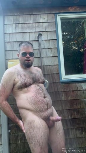 I like shower outside so everyone can see me naked!   Clip 1