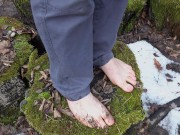 A walk barefoot in a muddy woods