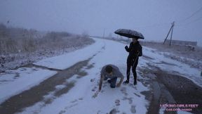 JANE and RADA - Snowfall, fresh air and stupid idiot for humiliation! (HD)