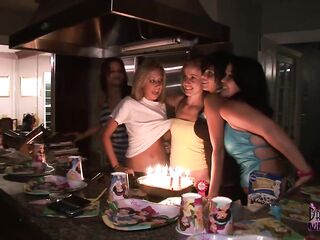Intimate home clip cuties show titties butt & widen their cunts at a birthday