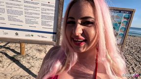 Risky Public Amateur Anal Sex with German Girl Maria Gail by Stranger Outside at the Beach