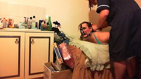 Hogtied Sissy is Gagged