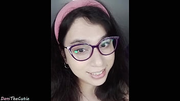 cute tgirl DaniTheCutie tries holding in a dildo but it falls off too quickly