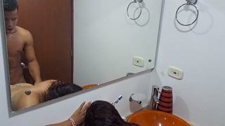 I surprise my stepmother in the shower. Part 2. We fuck in the bathroom