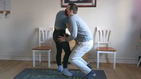 Squeezing and Kicking her Boyfriend's Balls