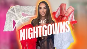 4K TRANSPARENT Nightgown TRY ON Outfit With Mirror View