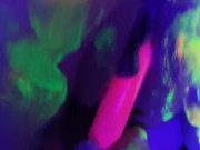 Hot tinder college amatuer slut shares vibrator with glowpaint and blacklight