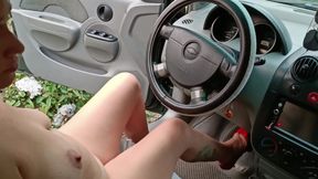 Completely Naked in Just Stiletto Heels Pumping Car Pedals