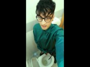 Teen pisses 5 times at the public toilets in one day challenge