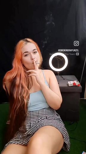 Curvy OnlyFans girl smokes a cigarette seductively