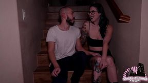 Goth slut has an anal hookup with a stranger at a house party