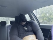 Almost caught Masterbating in the car, Black dick, massive cum shot