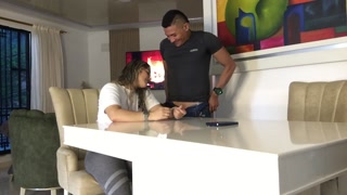 Unfaithful Colombian, I fuck her on the table before her cuckold husband arrives