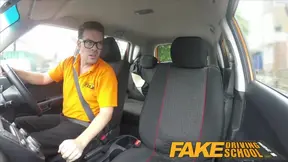 Sex Driving School - Black haired Euro babe with Glasses