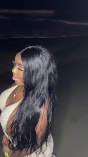 My stepsister seduces me and gives me a deepthroat blowjob on the beach