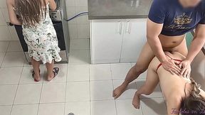 Fucking Daughter-in-law while Cooking with Mom Nearby