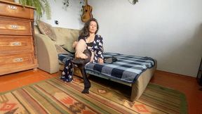 pantyhose and one boot