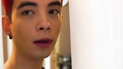 Skinny twink with red hair dicked down by a stud