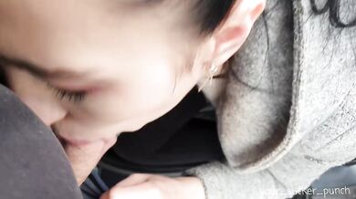 Mouthful of cum near the road