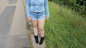 Going for a walk tied up with bare tits