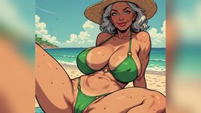 Beautiful Beach Women Comic Art