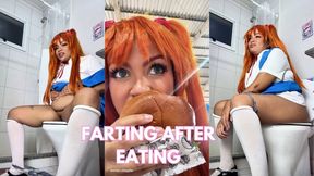 Fart Explosion After Cosplay Con Stuffing Bloated Belly and Toilet Farts