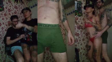 My tattooed redhead stepsister dances naked with my big cock