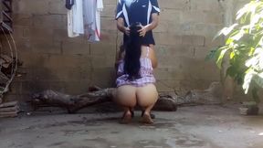 Kissing And Blowjob With My Old Lady In The Backyard, Without Fear Of The Neighbors Seeing Us