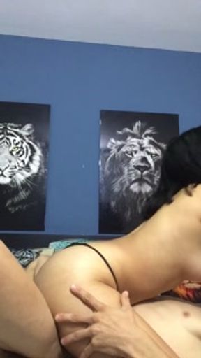 I give my boyfriend's cock a blowjob.