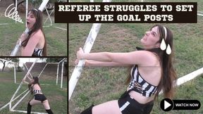 HD Ziva Fey Soccer Referee Struggles To Set Up The Goal Posts!