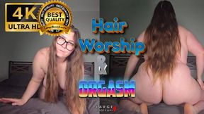 Curvy Goddess Hair Worship ASMR: Striptease, Pussy Fingering, Moaning Orgasm (4K Landscape)