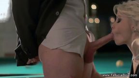 Blowjob in the pool hall