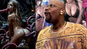 beautiful blonde teen girl getting fucked by tendrils in her mouth and tight tan teen ass hole, ai generated