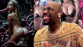 beautiful blonde teen girl getting fucked by tendrils in her mouth and tight tan teen ass hole, ai generated