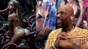 beautiful blonde teen girl getting fucked by tendrils in her mouth and tight tan teen ass hole, ai generated