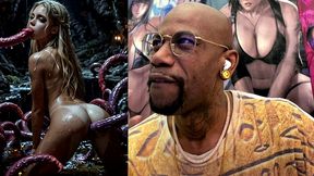 beautiful blonde teen girl getting fucked by tendrils in her mouth and tight tan teen ass hole, ai generated