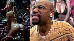 beautiful blonde teen girl getting fucked by tendrils in her mouth and tight tan teen ass hole, ai generated