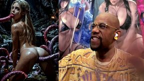 beautiful blonde teen girl getting fucked by tendrils in her mouth and tight tan teen ass hole, ai generated