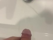 Solo guys takes huge piss in sink and plays with it