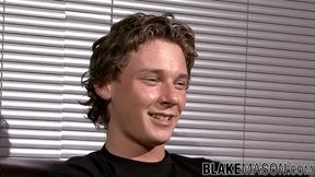 Horny UK twink strokes his big cock in hot solo masturbation