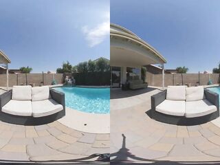 Black Teen dancing poolside in VR180 5k - Greater quantity at MyEroticVR