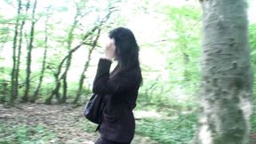 Goddess Gloria humiliating her slave in the woods